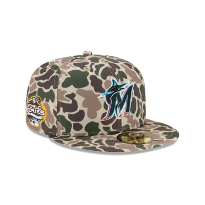Miami Marlins Gorra | New Era MLB Duck Camo 59fifty Fitted Cap Mexico - Verdes